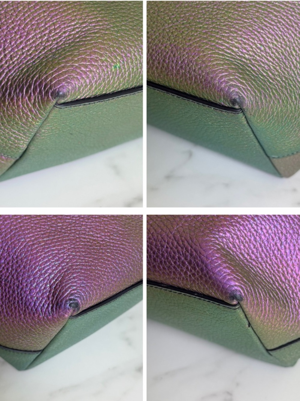 Coach Taylor Tote In Hologram Oil Slick Leather Purple Green Top Zip Large 57329 - Picture 13 of 16